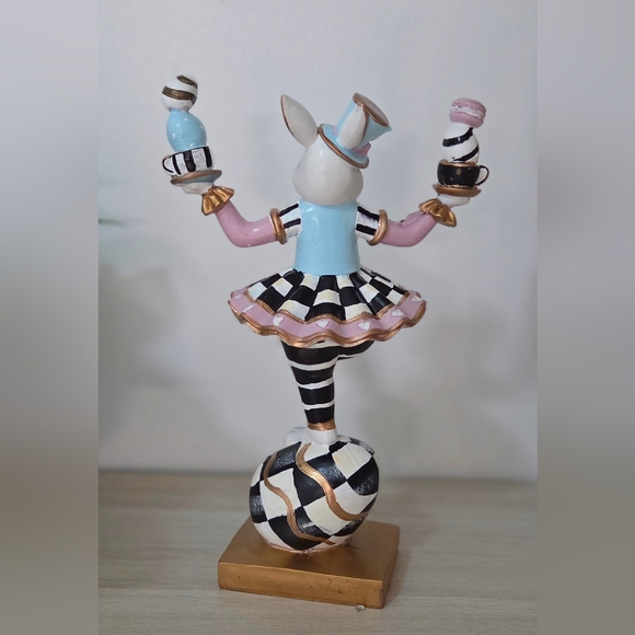 SOLD!! Whimsical , Hand-painted Rabbit with Checkered Pattern! - Picture 4 of 4
